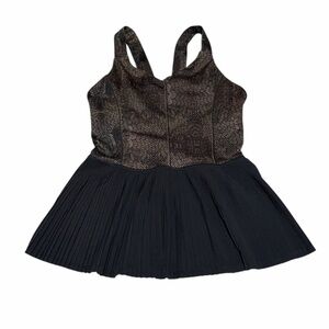 Lululemon Black and Brown peplum Tank Top with built in unpadded bra size s/m